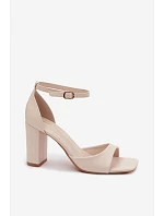 Dámské sandály na podpatku z imitace kůže světle béžové Melvra