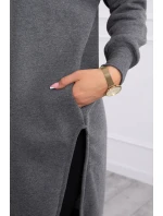 Zateplená mikina s bočnými rázporkami grafitová