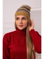 Čiapka s fleecom Patrycja K254 denim+mustard