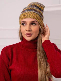 Čiapka s fleecom Patrycja K254 denim+mustard