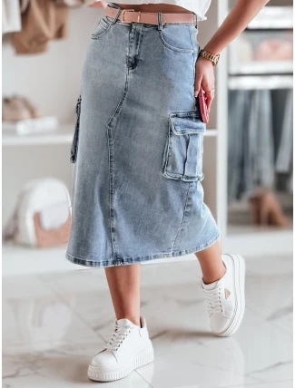 CARGOMIDI modrá midi džínsová sukňa FashionStreet CY0490 CARGOMIDI modrá midi džínsová sukňa FashionStreet CY0490