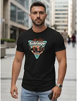 Pánske bavlnené tričko s potlačou HOT ROD GARAGE čierne FashionStreet NX5093R Pánske bavlnené tričko s potlačou HOT ROD GARAGE čierne FashionStreet NX5093R