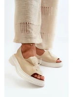 Zazoo 2939 Dámske kožené sandále s mašľou Light Beige Zazoo 2939 Dámske kožené sandále s mašľou Light Beige