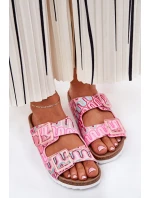 Klapki Damskie Z Klamrami I Brokatem S.Barski RB51-006 Różowe