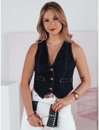 Dámska krátka džínsová vesta JEANSPICE tmavomodrá FashionStreet TY4795