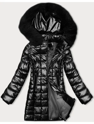 Dámska metalická bunda s kapucňou J Style Black (16M9120-392)