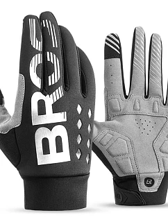 Zateplené cyklistické rukavice Rockbros, dlhé, veľkosť: M - čierno-šedé