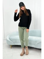 Sveter s dekoratívnou väzbou čierny Sveter s dekoratívnou väzbou čierny