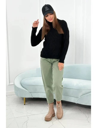 Sveter s dekoratívnou väzbou čierny Sveter s dekoratívnou väzbou čierny