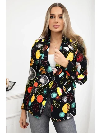 Bavlnená bunda s potlačou a gombíkom čierna