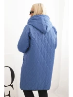 Dámska prešívaná bunda Plus Size s kapucňou a športovými manžetami Light Denim