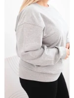 Dámske Plus veľkosť bavlnené základné okolo krku mikina šedá