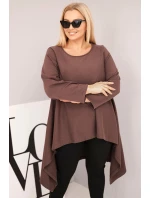 Dámska bavlnená tunika v nadmernej veľkosti s asymetrickým strihom hnedá Dámska bavlnená tunika v nadmernej veľkosti s asymetrickým strihom hnedá