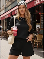 Dámsky letný pruhovaný komplet Poľský výrobok čierny FashionStreet AY1162 Dámsky letný pruhovaný komplet Poľský výrobok čierny FashionStreet AY1162