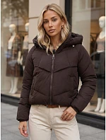 Dámska zimná prešívaná bunda s kapucňou, hnedá, FashionStreet TY6080 Dámska zimná prešívaná bunda s kapucňou, hnedá, FashionStreet TY6080