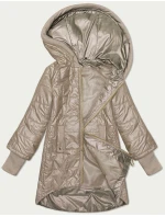 Dámska prešívaná bunda v ťavej farbe s ozdobným sťahovacím lemom S'West (B8345-12)