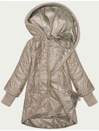 Dámska prešívaná bunda v ťavej farbe s ozdobným sťahovacím lemom S'West (B8345-12)