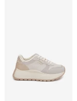 Ocieplane Sneakersy Damskie Na Platformie Big Star SS274008 HI-POLY SYSTEM Jasnobeżowe
