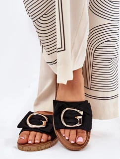 Dámske papuče M578 Čierne s hnedou - Krok vo veľkom štýle