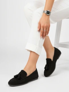 Dámske semišové mokasíny s háčikmi čierne FashionStreet ZY1366