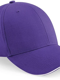 Beechfield B 20 6-panelová sendvičová čiapka „Athleisure“ 53.0020 fialová/biela