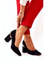 Zamszowe Czółenka Lewski 3117 Czarne