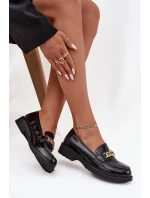 Lakované dámske mokasíny so zlatým zdobením S.Barski - čierne Lakované dámske mokasíny so zlatým zdobením S.Barski - čierne