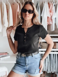 Dámska rebrovaná blúzka KISS LOOK black FashionStreet RY2833