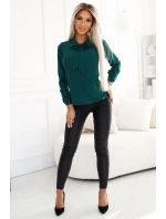 140-24 Blúzka s dlhými rukávmi a viazaním vpredu - ZELENÁ