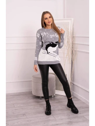 Sveter s vianočným motívom sivý