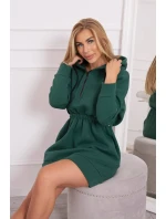 Zateplené šaty s kapucňou tmavo zelené
