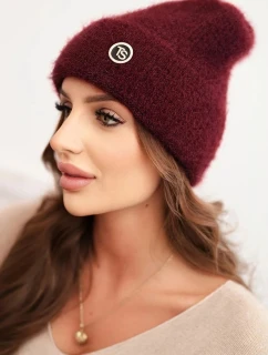Dámska zimná čiapka s ozdobným gombíkom bordová
