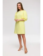 B291 Šaty áčkového strihu s rukávmi - citrón