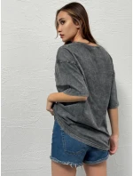 Dámske bavlnené tričko oversize DREY graphite FashionStreet RY2639 Dámske bavlnené tričko oversize DREY graphite FashionStreet RY2639