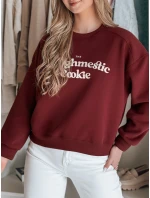 Dámska nadrozmerná mikina s potlačou COOKIES bordová FashionStreet BY1445 Dámska nadrozmerná mikina s potlačou COOKIES bordová FashionStreet BY1445