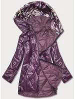 Tmavo fialová dámska bunda s ozdobnou kapucňou (B8126-71) Tmavo fialová dámska bunda s ozdobnou kapucňou (B8126-71)