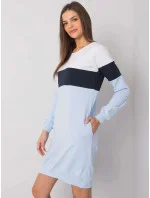 Biela/tmavomodrá/modrá dlhá dámska mikina s vreckami (5869)