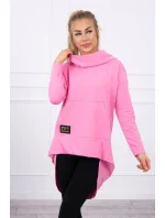 Mikina s kapucňou s dlhým chrbtom ružová