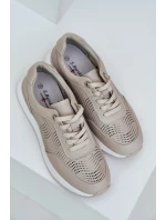 Skórzane Buty Sportowe Sneakersy Damskie S.Barski LR51-551 Beżowe