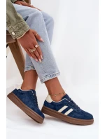 Sneakersy Damskie Zamszowe Na Platformie Granatowe Sylviona