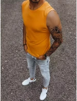 Pánske tričko bez rukávov s oranžovou potlačou FashionStreet RX4915 Pánske tričko bez rukávov s oranžovou potlačou FashionStreet RX4915