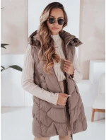 Dámska zateplená prešívaná vesta latte FashionStreet TY5104 Dámska zateplená prešívaná vesta latte FashionStreet TY5104