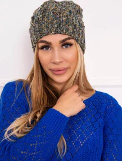 Fleecová čiapka Roksana K209 denim+yellow