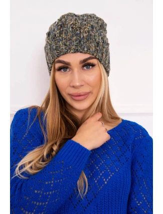 Fleecová čiapka Roksana K209 denim+yellow