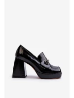 Półbuty Lakierowane Damskie Na Słupku Czarne D&A MR38-906