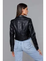 Krátka čierna bunda s golierom (11Z8039)