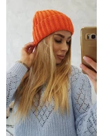Čiapka s rolovaním Magda K293 orange neon