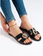 Jedinečné čierne sandále pre ženy bez podpätku