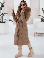 Dámska zimná dlhá prešívaná bunda s umelou kožušinou FashionStreet TY5086