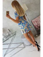 Kvetinové šaty s výstrihom do V modrej